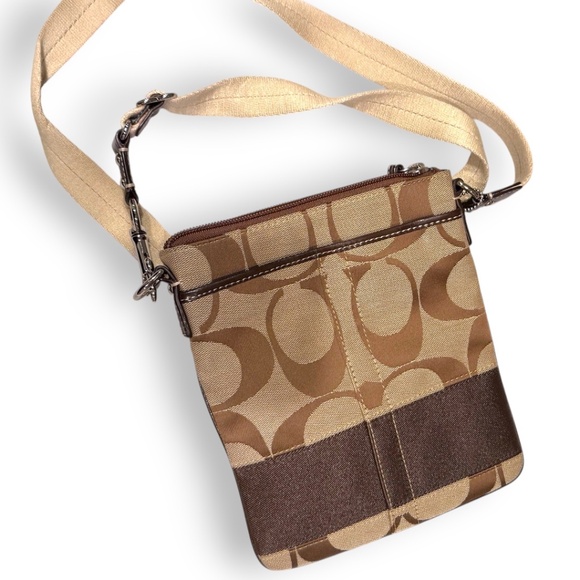 Coach Signature Mini Crossbody / Small Messenger Bag Tan Brown - Picture 1 of 4